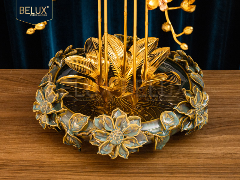 Chậu Lan Vàng Ngọc Phúc mạ vàng 24k&nbsp;cao 44cm